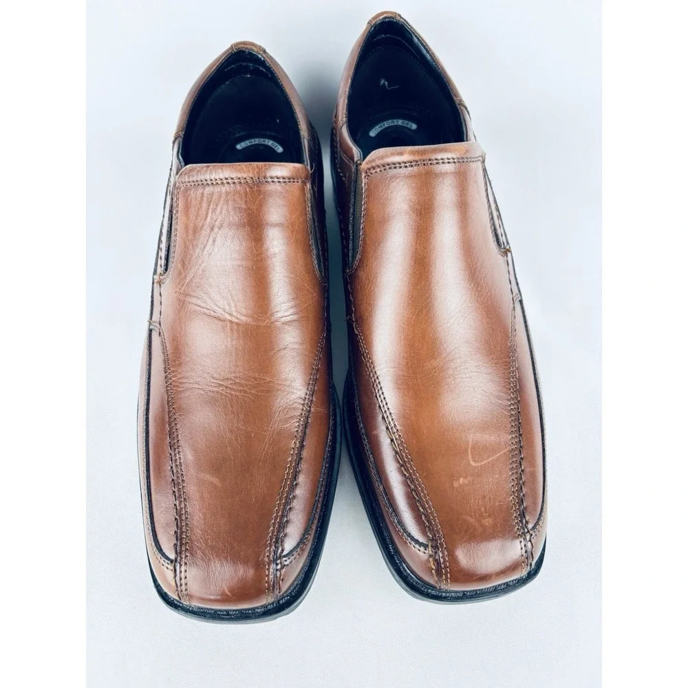 Nunn Bush Mens Calgary Shoes Leather Slip On Moc Toe Loafers Brown Size 9.5 M